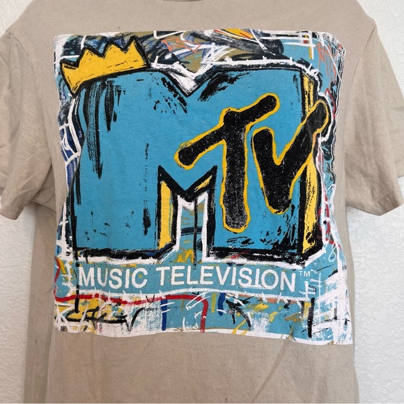 MTV Logo Vintage Beige T Shirt - Picture 4 of 9